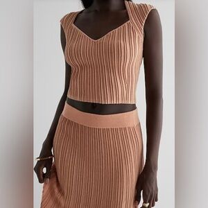 Express Ribbed Knit Crop Top and Skirt Set TOP XSMALL - SKIRT MEDIUM